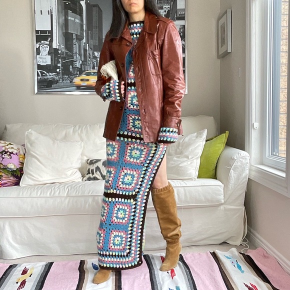 Vintage caramel leather jacket - Picture 4 of 17